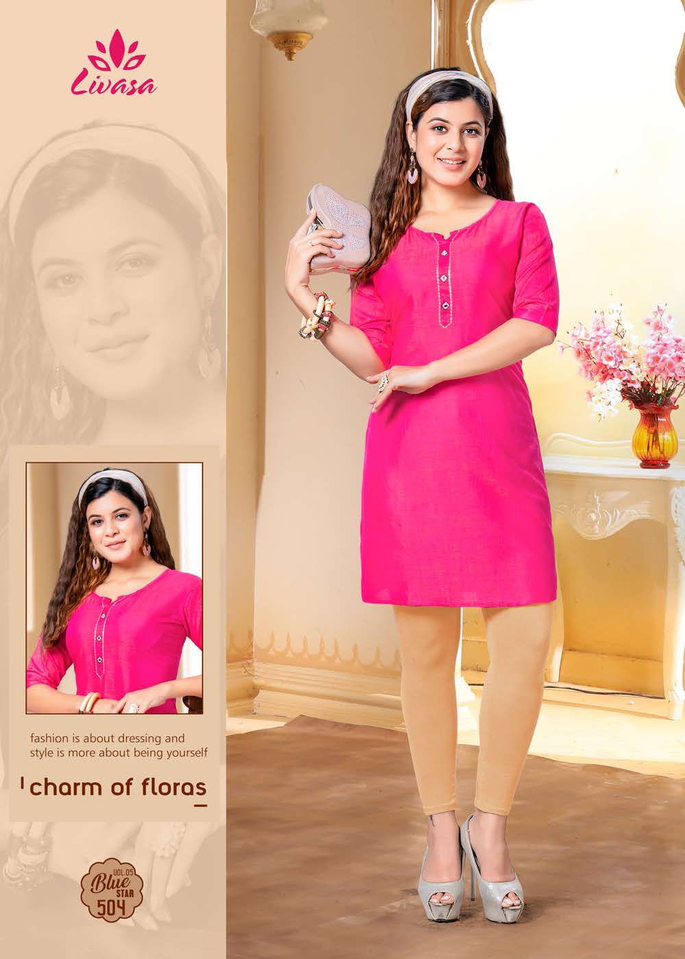 Hirwa Blue Star 5 Ethnic Regular Wear Rayon Designer Kurti Collection